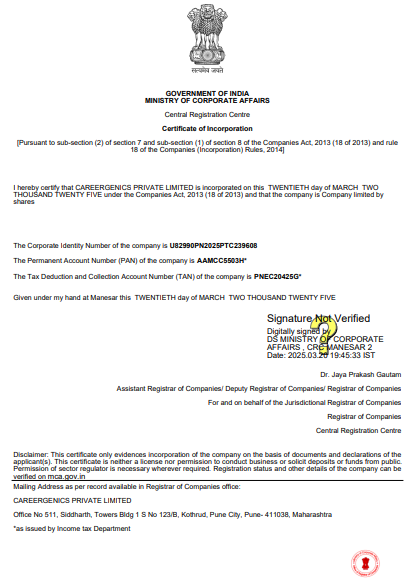 MINISTRY OF CORPORATE AFFAIRS